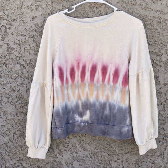 Knox Rose Tops - KNOX ROSE Tie Dye Balloon Sleeve Crewneck Pullover Sweatshirt